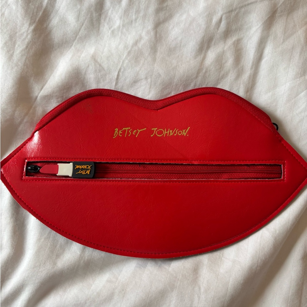 Betsey Johnson Red Lip-Shaped Clutch